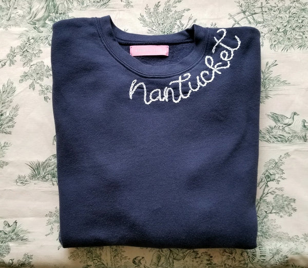 Solid Color Embroidered Sweatshirt - Adult